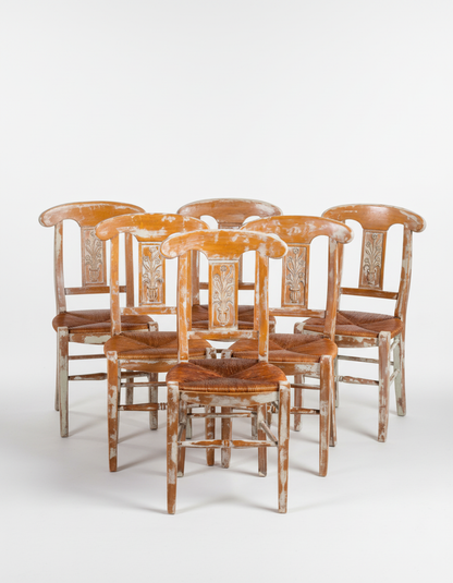 conjunto de sillas rusticas de madera lavada