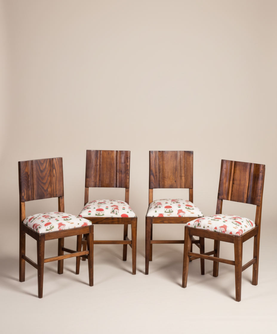 Set of 4 antique Snow White chairs