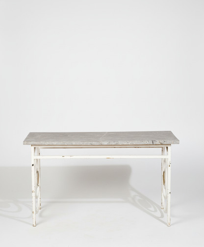 MESA DE FORJA Y MARMOL VISTA FRONTAL