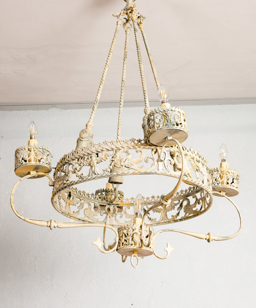 Antique wrought iron lamp