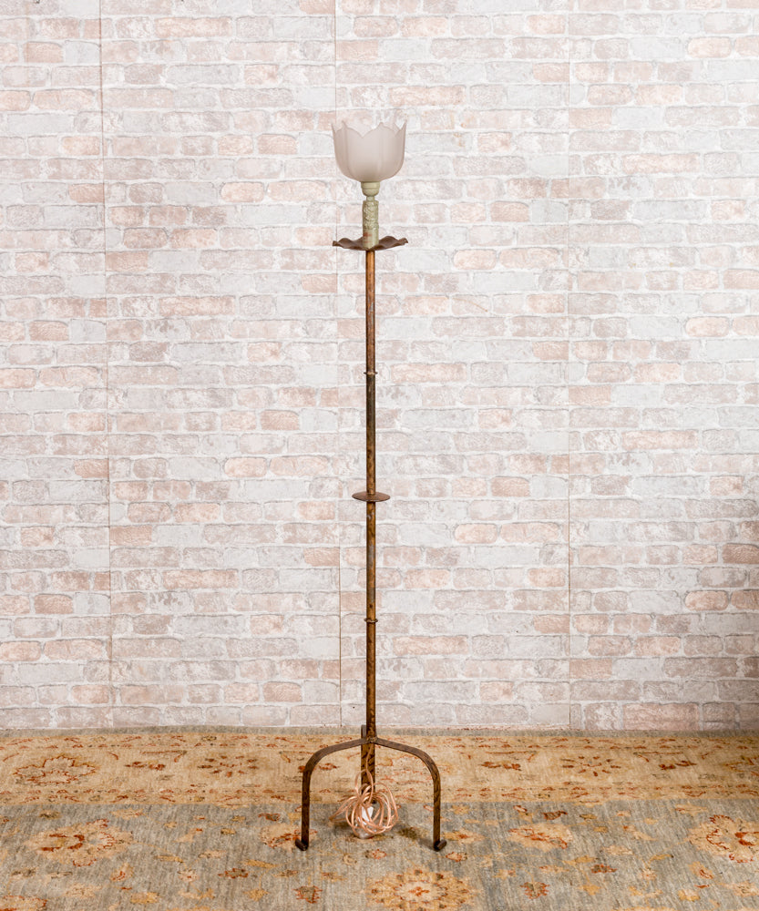 Antique wrought iron floor lamp