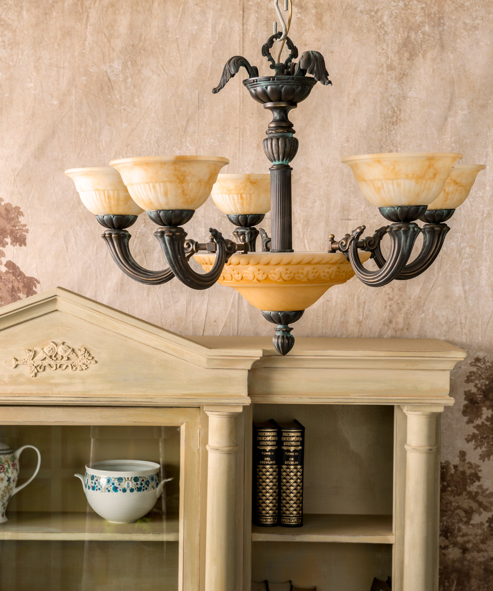 Bronze and Murano ceiling lamp