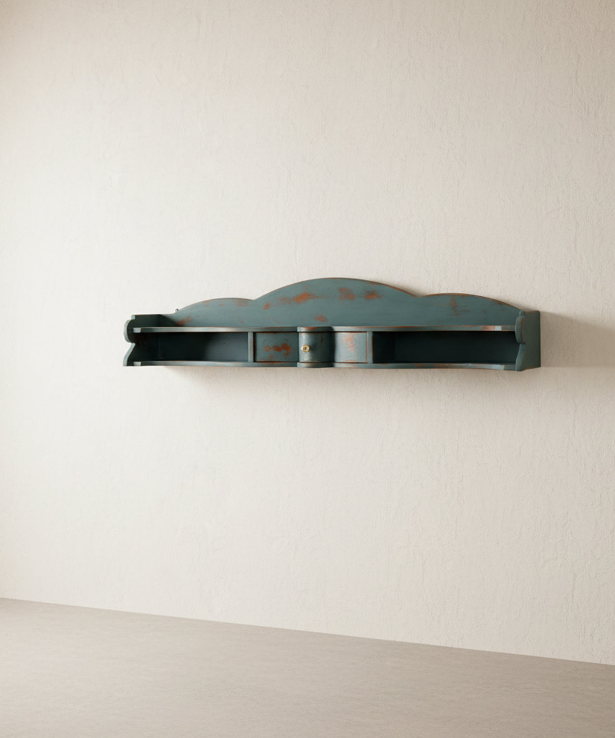 Estantería de pared con cajón en azul