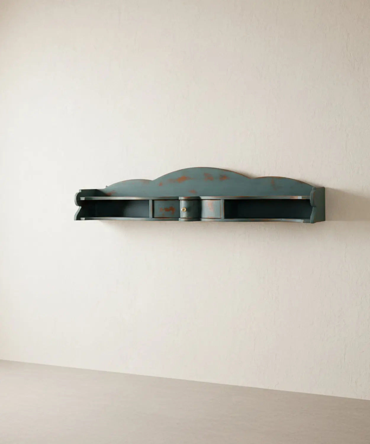 Estantería de pared con cajón en azul Antique arte y decoracion