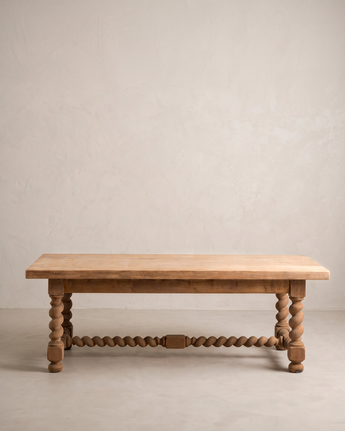 Mesa de Comedor de Roble Macizo de 220 cm | Patas Salomónicas, Francia