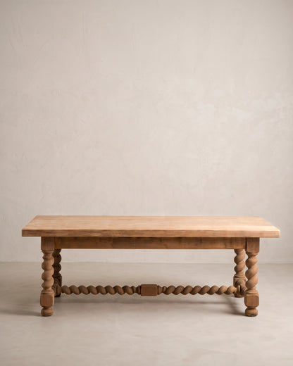 Mesa de Comedor de Roble Macizo de 220 cm | Patas Salomónicas, Francia