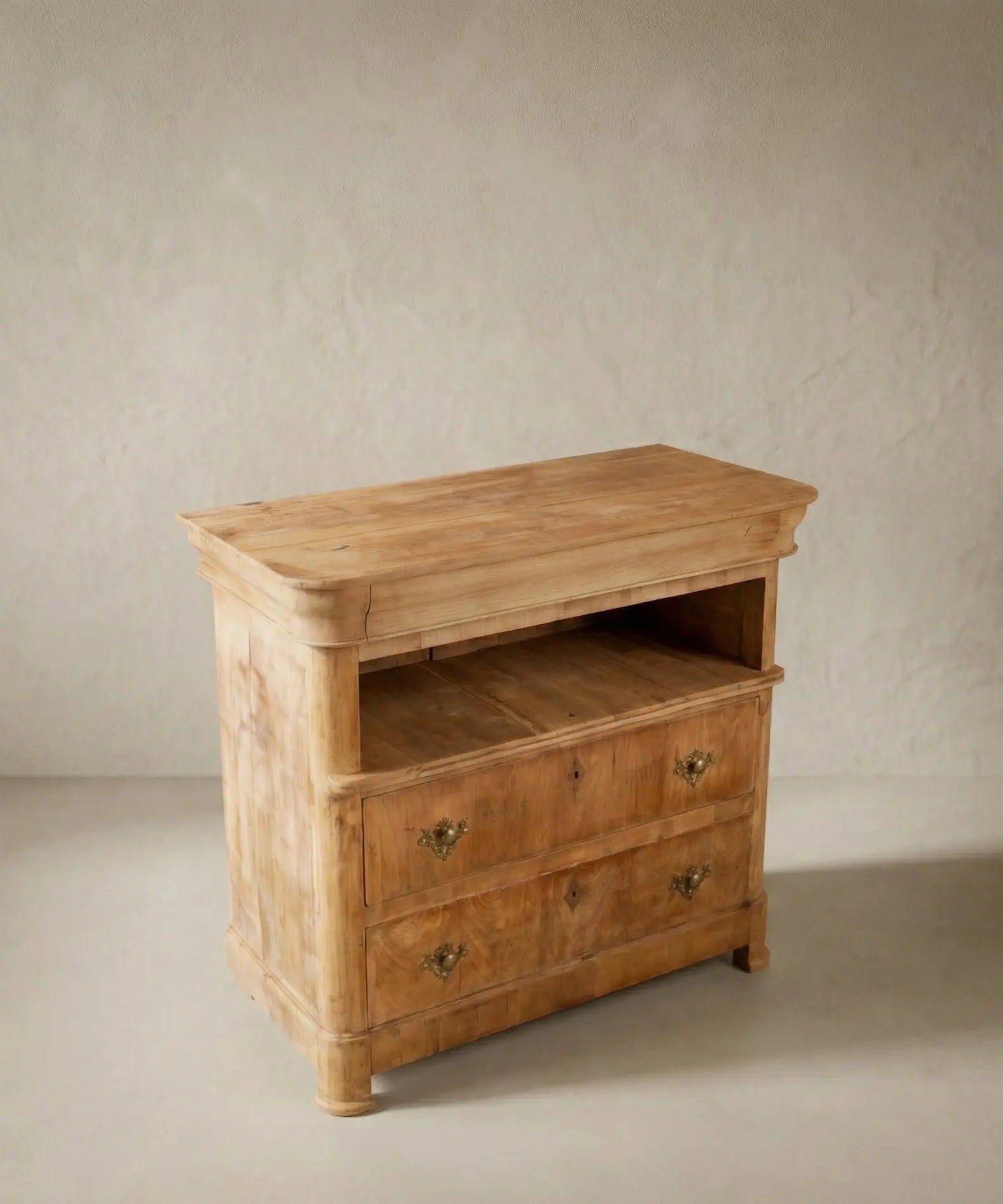 Cómoda francesa antigua de madera lavada S. XIX