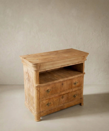 Cómoda francesa antigua de madera lavada S. XIX