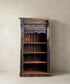 Librería balinesa tallada a mano en azul decapé vista frontal — Antique Arte y Decoración