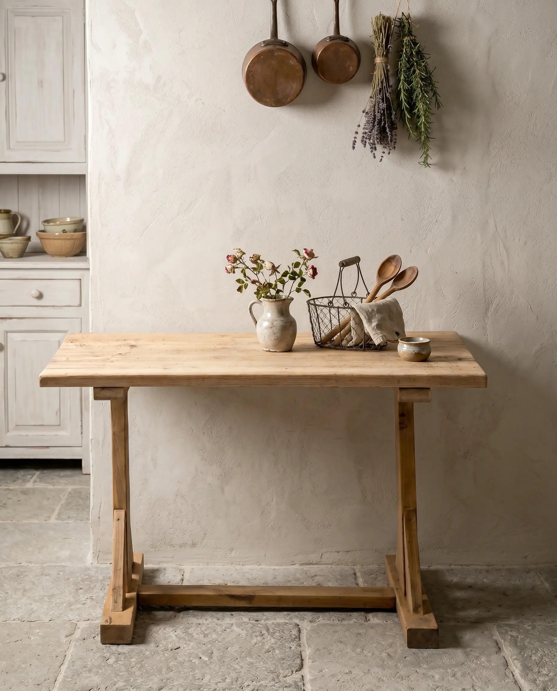 Mesa de Bistró Antigua en Madera Lavada | Francia Rural