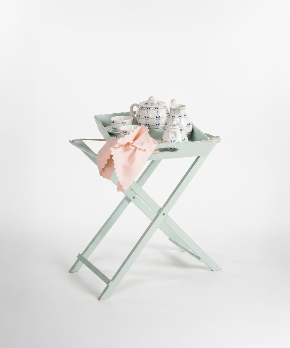 Folding side table with tray