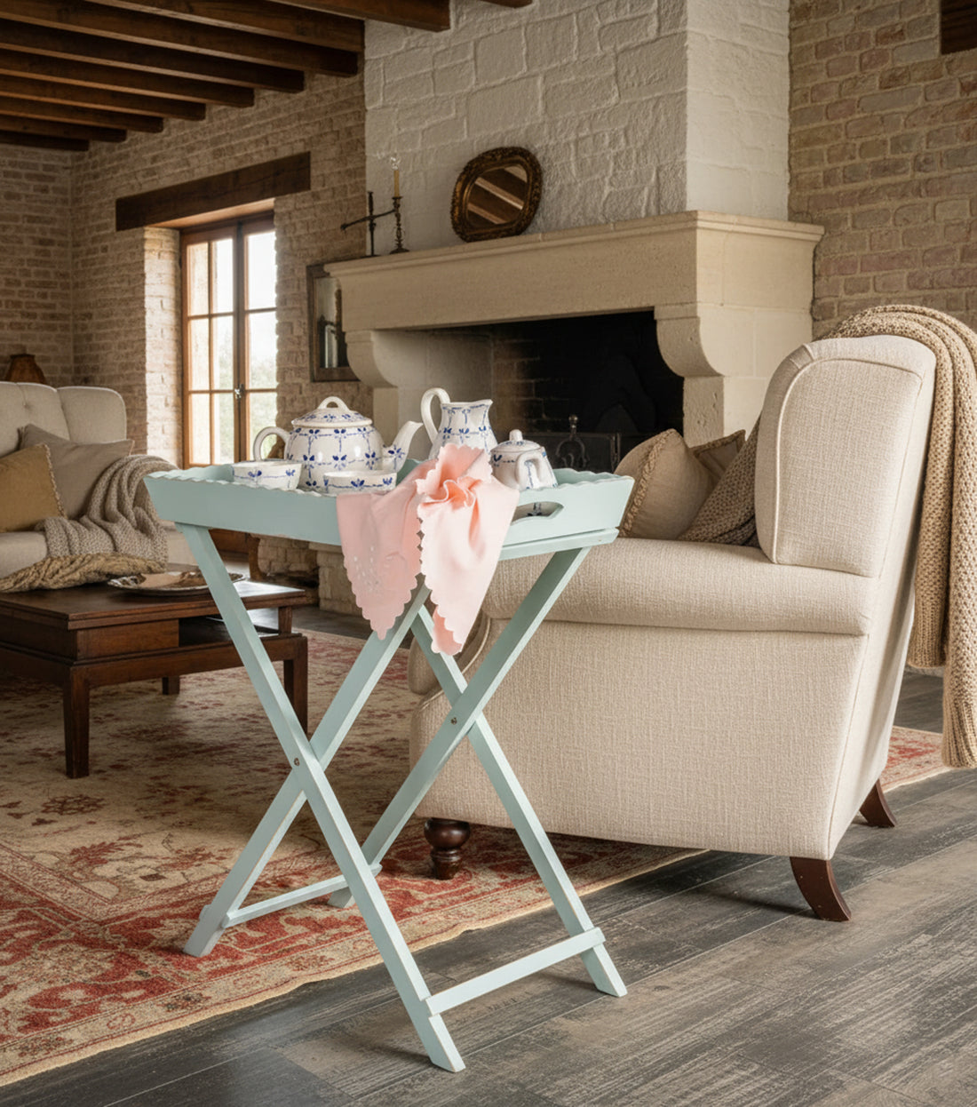 Mesa auxiliar plegable con bandeja
