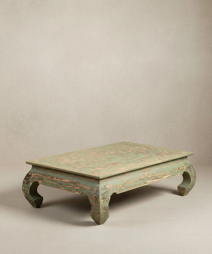 Mesa de Centro Baja de Estilo Oriental en Verde Salvia Decapé