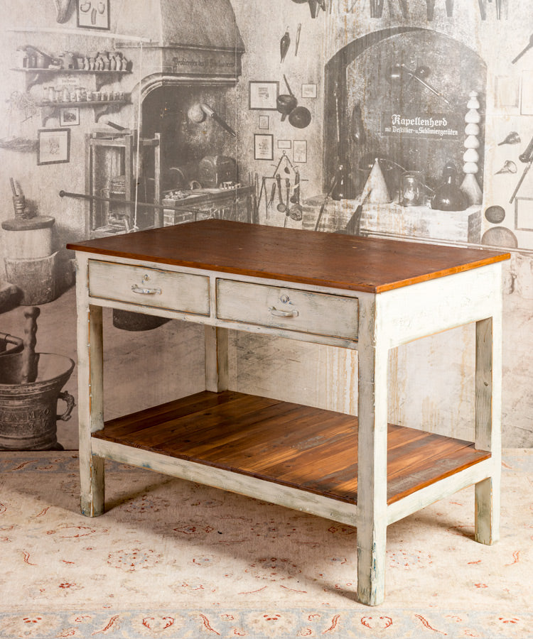 Zafra antique industrial island table