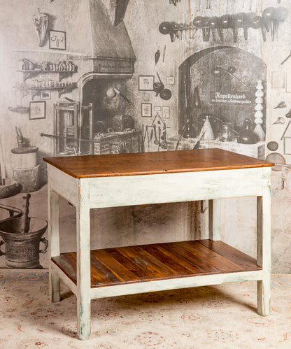 Zafra antique industrial island table