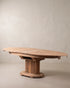 Mesa de comedor ovalada de nogal abierta, plinto oval moldurado y columna acanalada — Antique Arte y Decoración