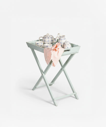 Folding side table with tray