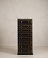 Sinfonier vintage estilo Luis XVI pintado en negro con ocho cajones vista frontal — Antique Arte y Decoración