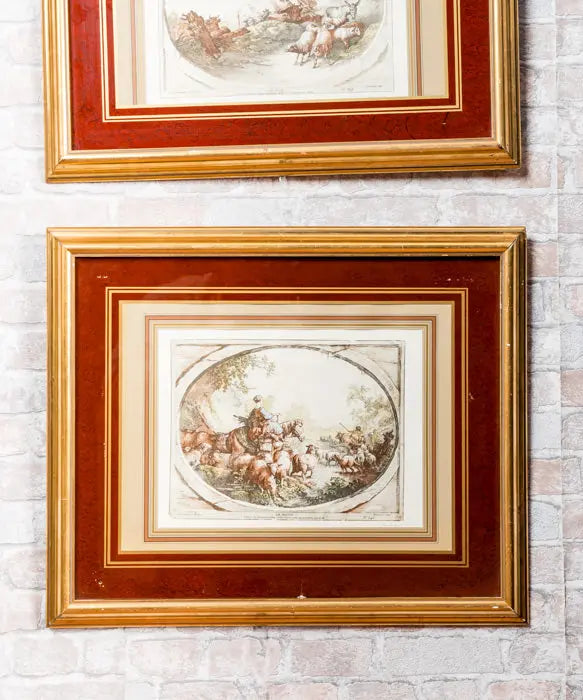 Pareja de litografías antiguas de época Antique arte y decoracion