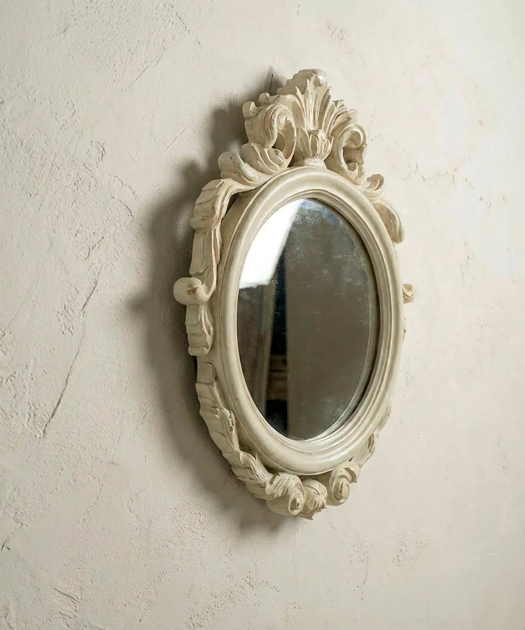 Espejo Vintage de Madera Tallada Pintado a Mano | Copete Barroco