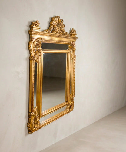 Espejo dorado al pan de oro vista lateral con lunas perimetrales — Antique Arte y Decoración