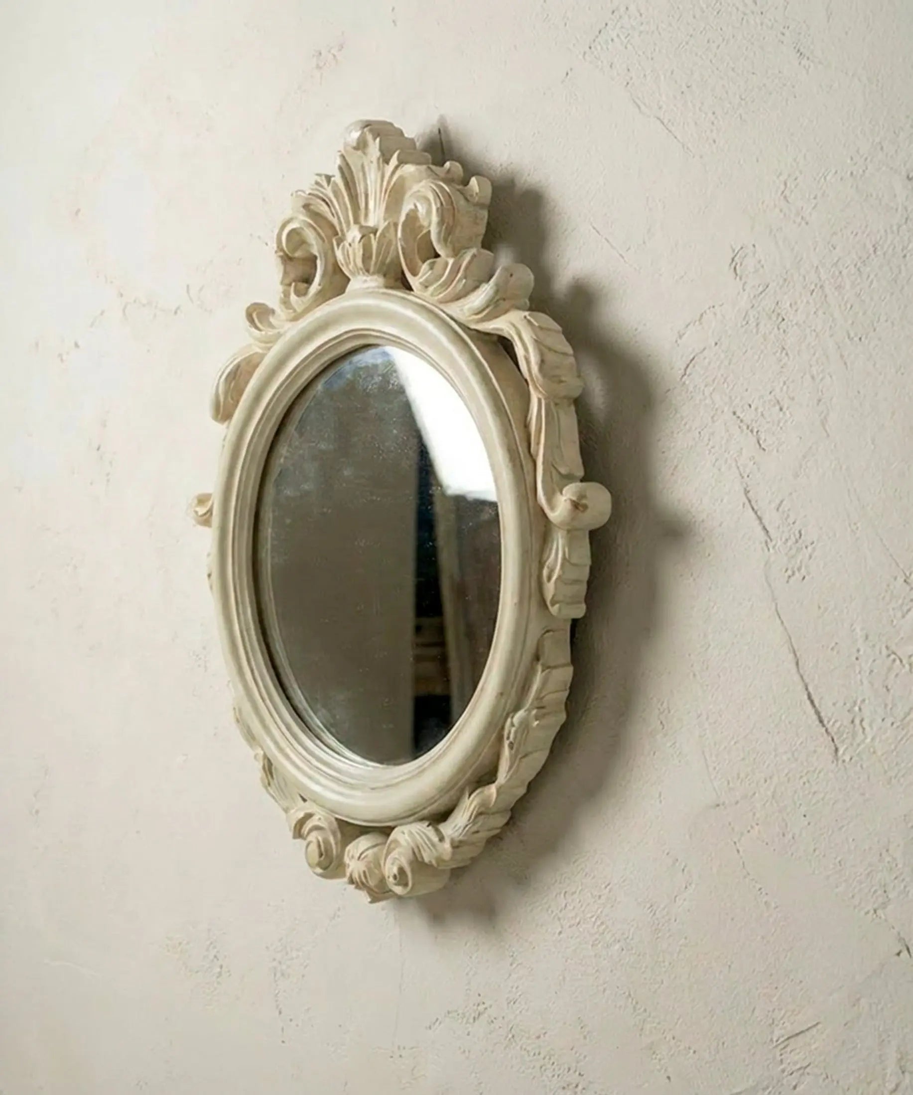 Espejo Vintage de Madera Tallada Pintado a Mano | Copete Barroco