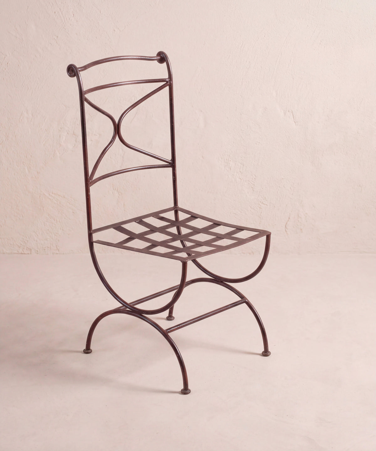 Mesa de Comedor de Forja y Roble con 4 Sillas | Francia, Años 50