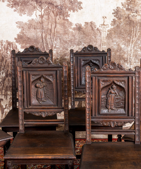 Conjunto de 6 sillas antiguas de roble