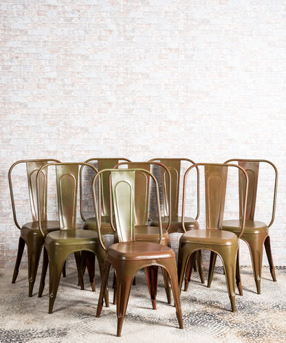 Set of eight industrial design chairs