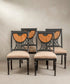 Conjunto de 4 sillas de comedor negras con rejilla de caña estilo Regencia inglesa — Antique Arte y Decoración