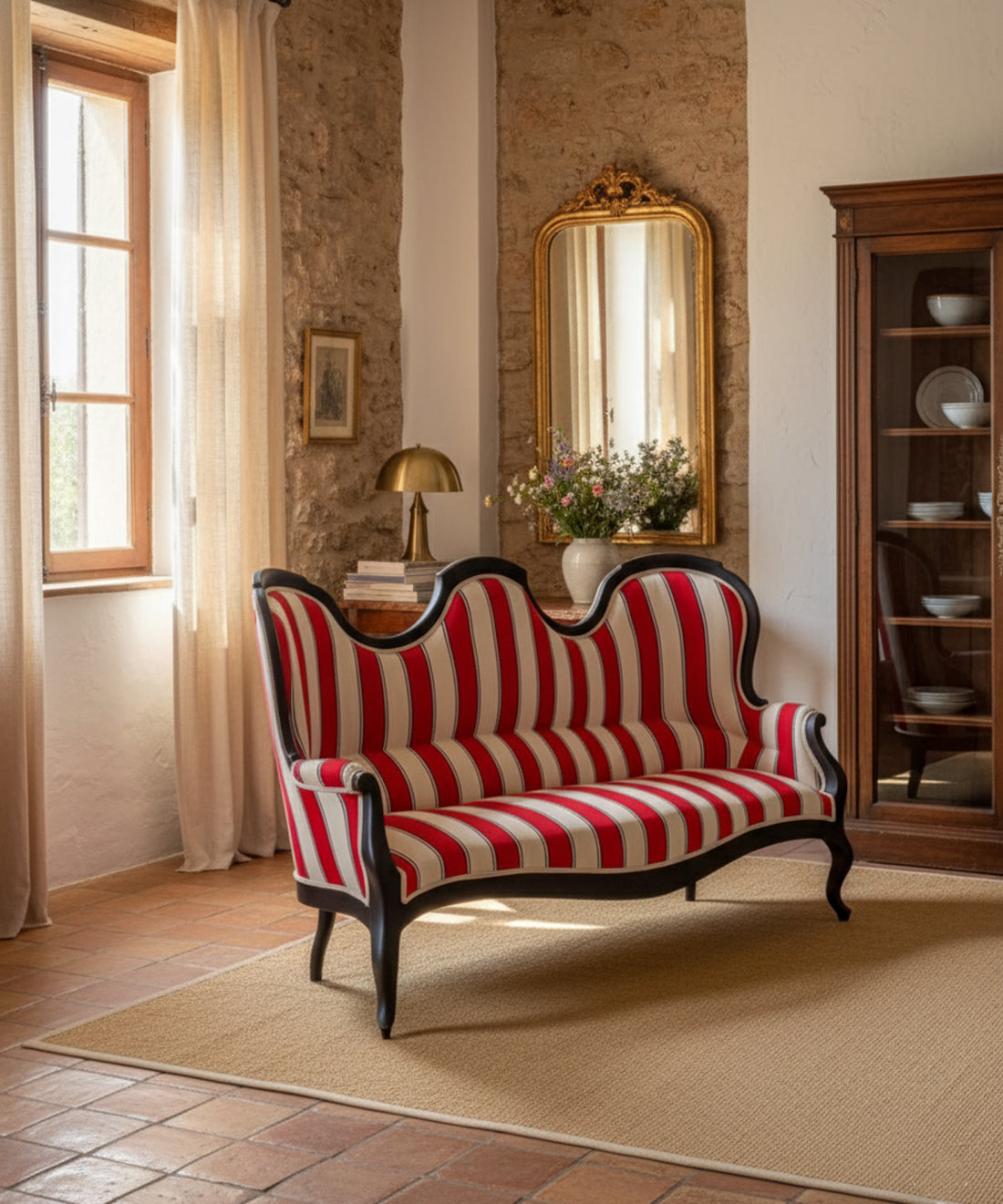 Rouge Elizabethan sofa