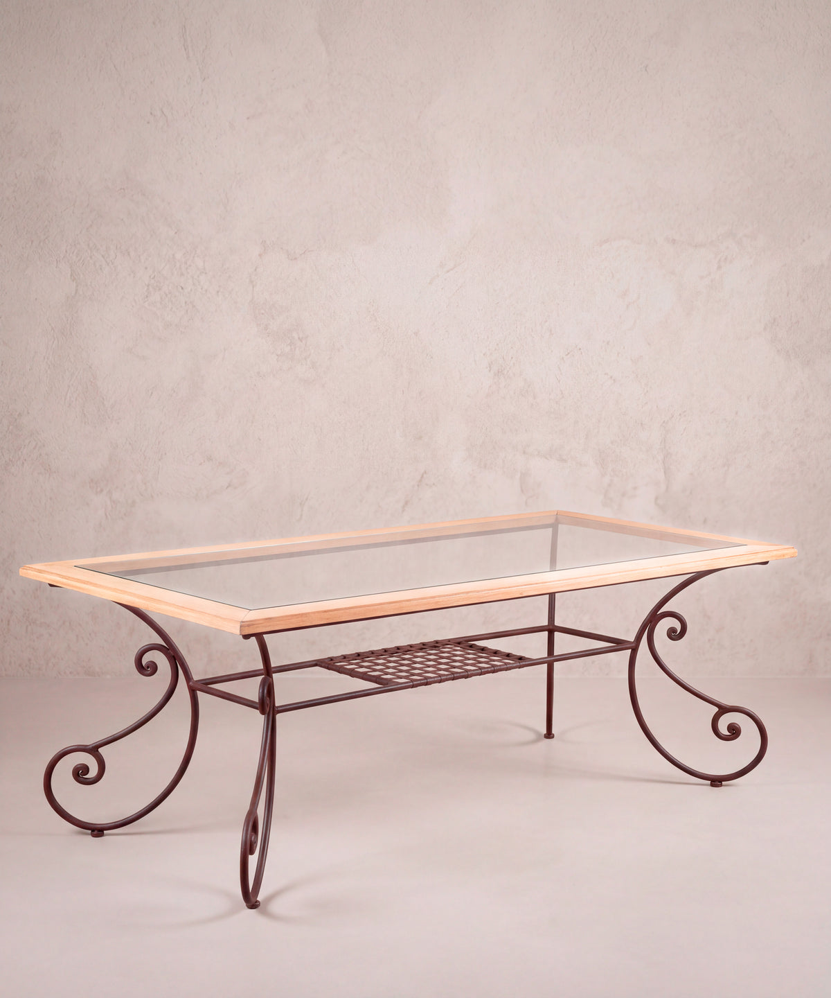 Mesa de Comedor de Forja y Roble con 4 Sillas | Francia, Años 50