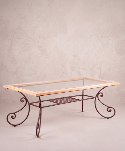 Mesa de Comedor de Forja y Roble con 4 Sillas | Francia, Años 50
