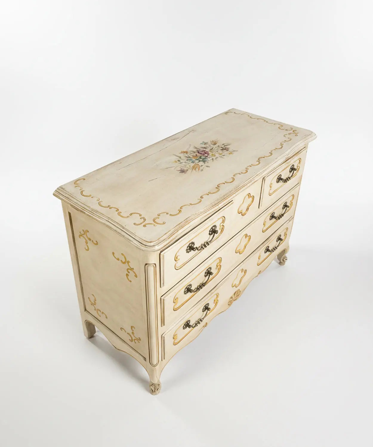 Cómoda vintage con pinturas de flores Antique arte y decoracion