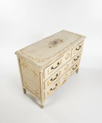 Cómoda vintage con pinturas de flores Antique arte y decoracion