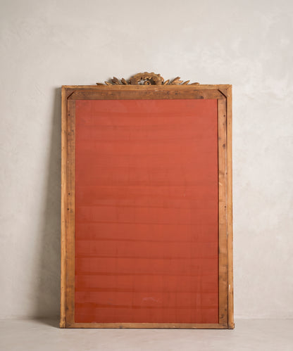 Espejo antiguo francés vista trasera, bastidor de pino y tabla pintada en rojo — Antique Arte y Decoración