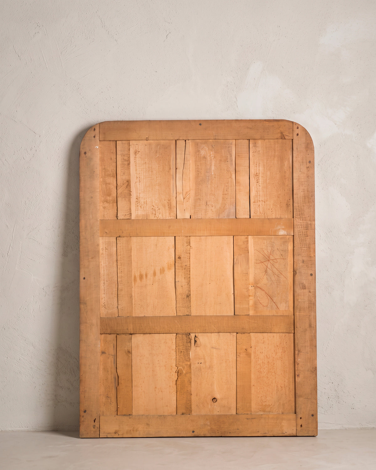 Espejo antiguo Luis Felipe vista trasera con travesaños y lápiz de carpintero — Antique Arte y Decoración