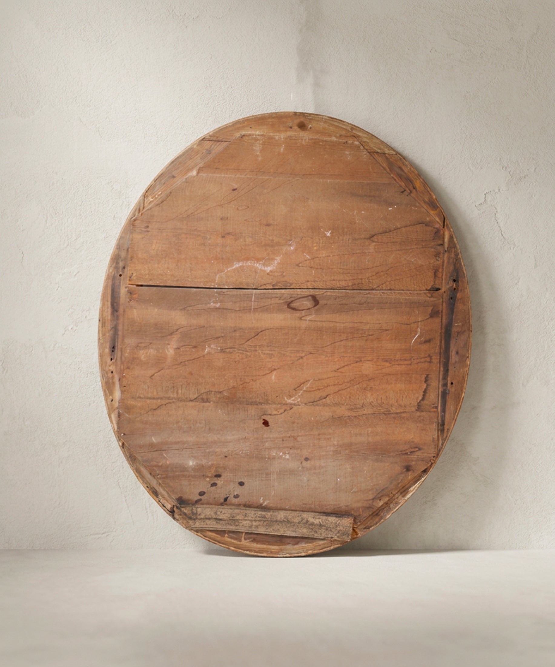 Espejo ovalado vista trasera con tablas de pino de época — Antique Arte y Decoración