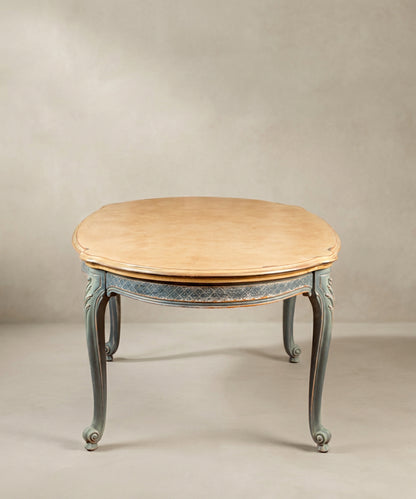 Mesa de Comedor Extensible Ovalada | Luis XV Provenzal Decapada en Azul