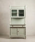 Alacena alta vintage azul cielo decapé vista frontal vitrina y buffet de dos cuerpos — Antique Arte y Decoración