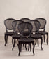 Conjunto de seis sillas vintage de rejilla negras vista frontal — Antique Arte y Decoración