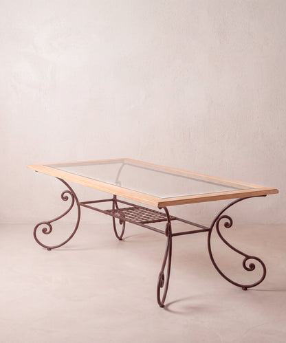 Mesa de Comedor de Forja y Roble con 4 Sillas | Francia, Años 50