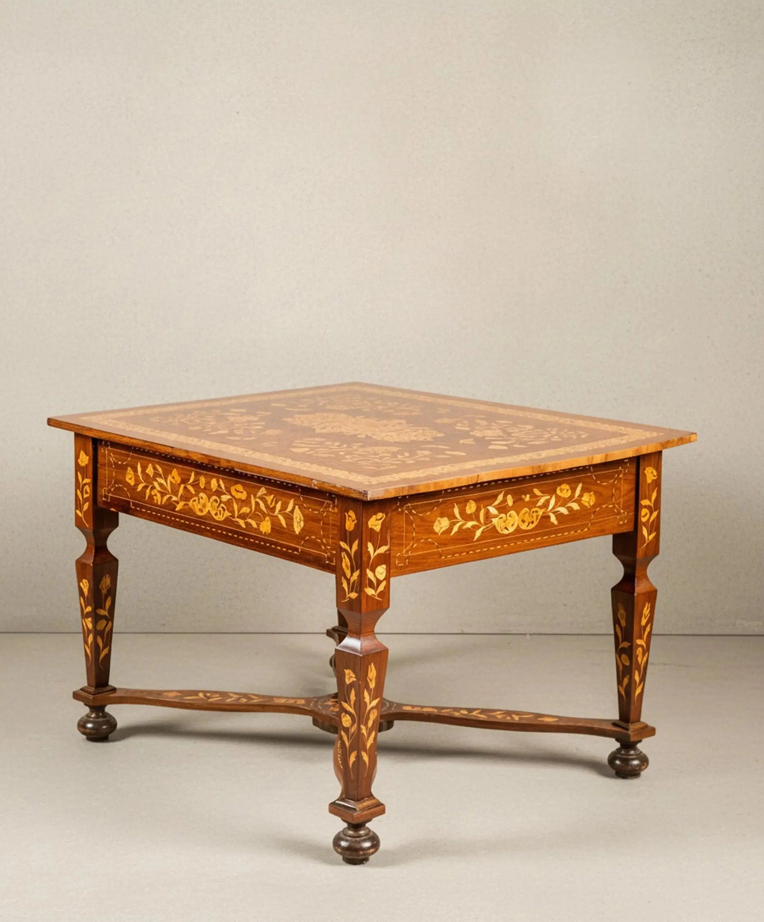 Mesa antigua de época con marquetería floral holandesa (Siglo XIX) Antique arte y decoracion