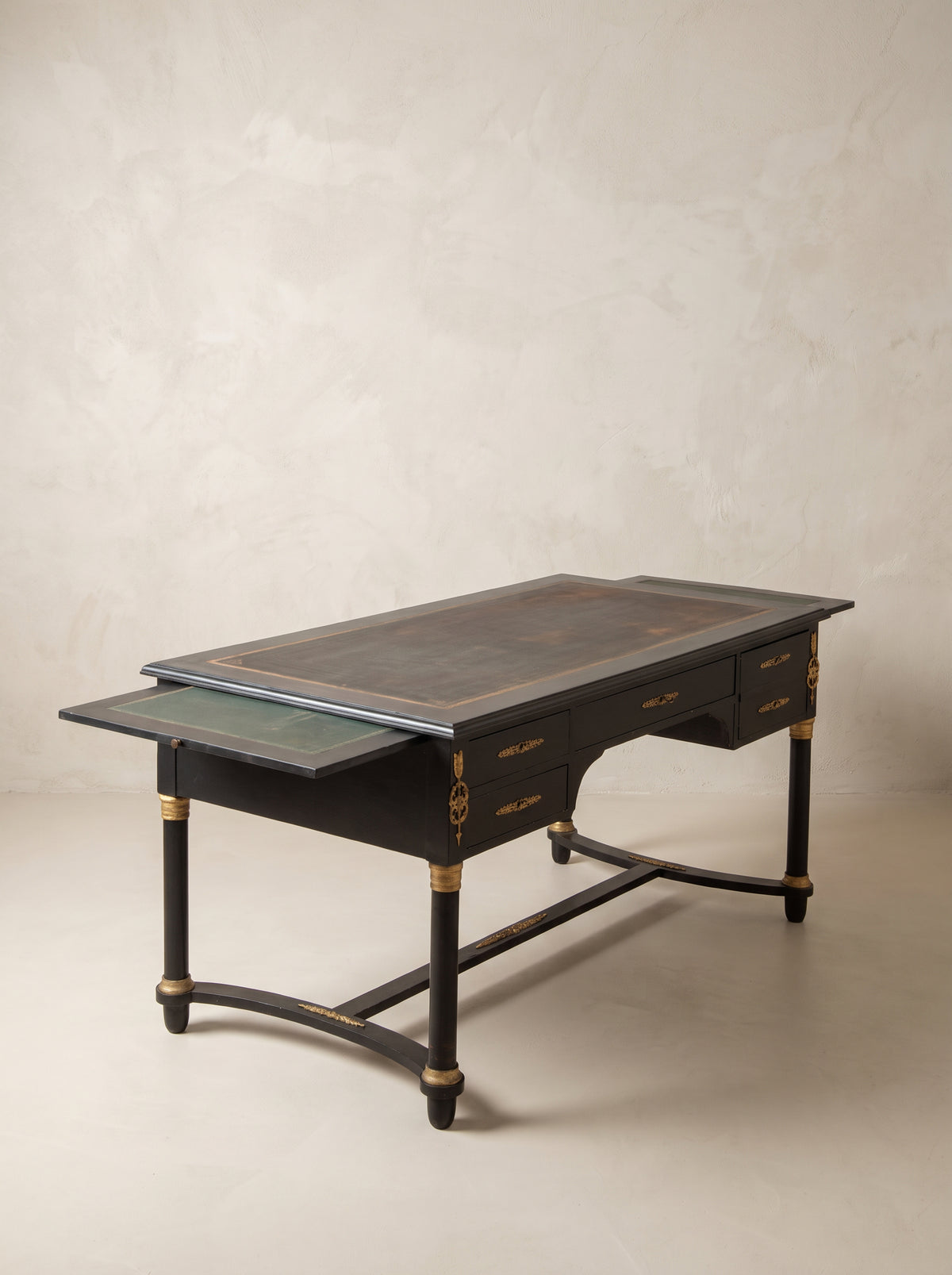 Escritorio Negro con Tablero de Piel | Estilo Imperio