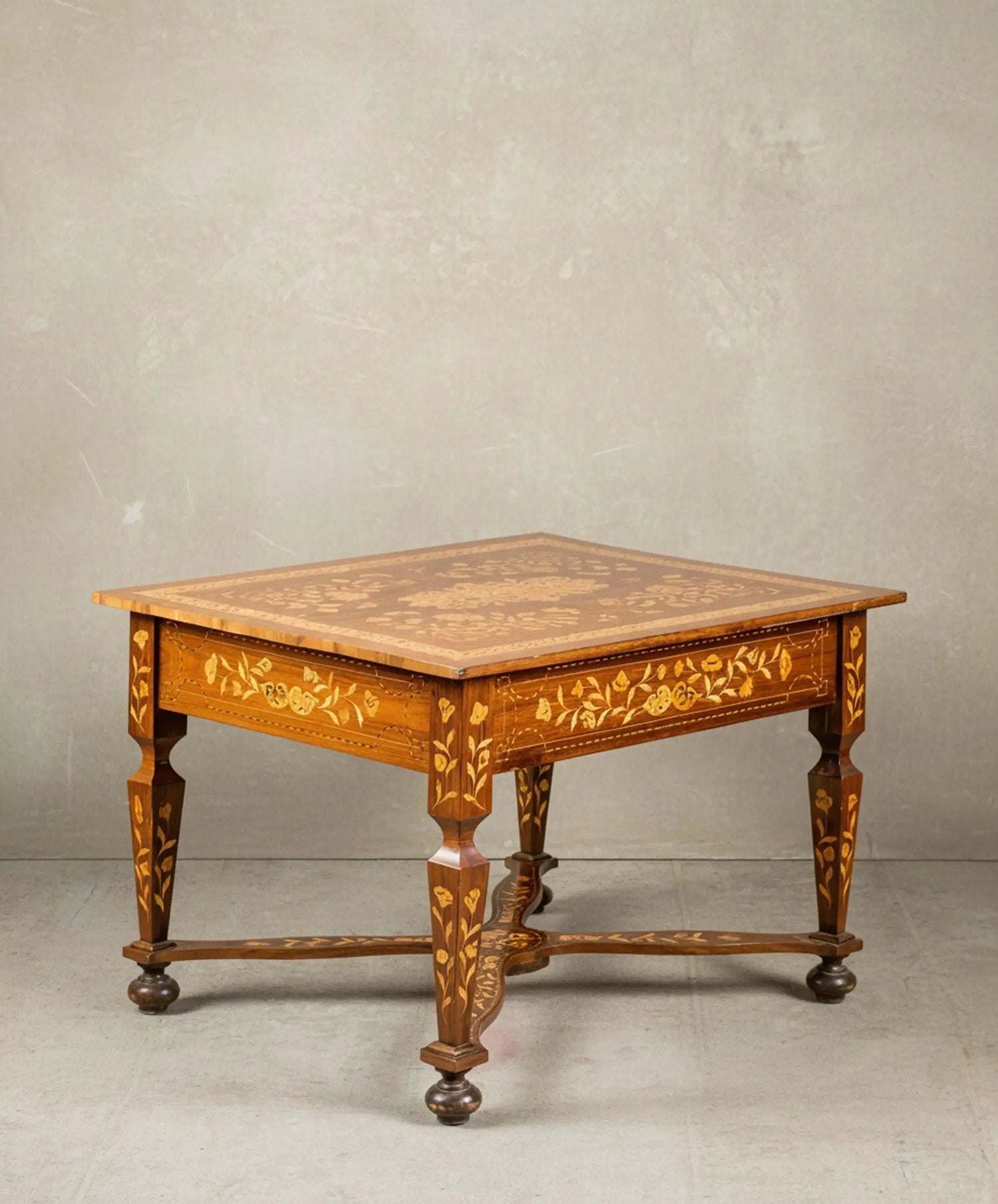 Mesa antigua de época con marquetería floral holandesa (Siglo XIX) Antique arte y decoracion