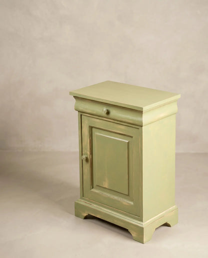 Mesita de Noche / Mueble auxiliar vintage en verde salvia decapé