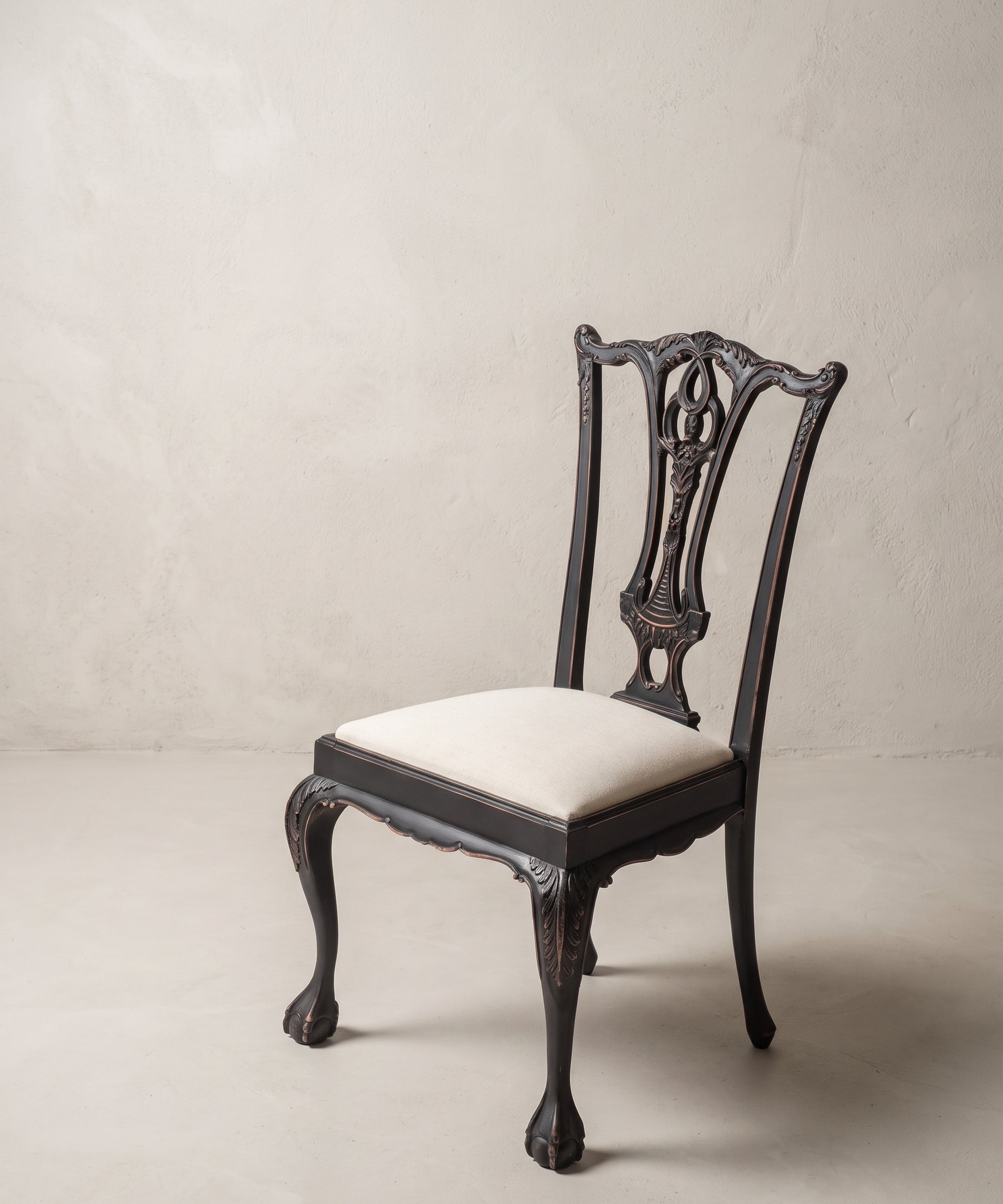 Conjunto de 6 Sillas Vintage Estilo Chippendale | Negro Decapado
