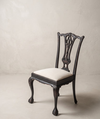 Conjunto de 6 Sillas Vintage Estilo Chippendale | Negro Decapado