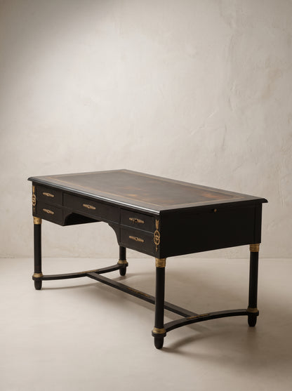 Escritorio Negro con Tablero de Piel | Estilo Imperio