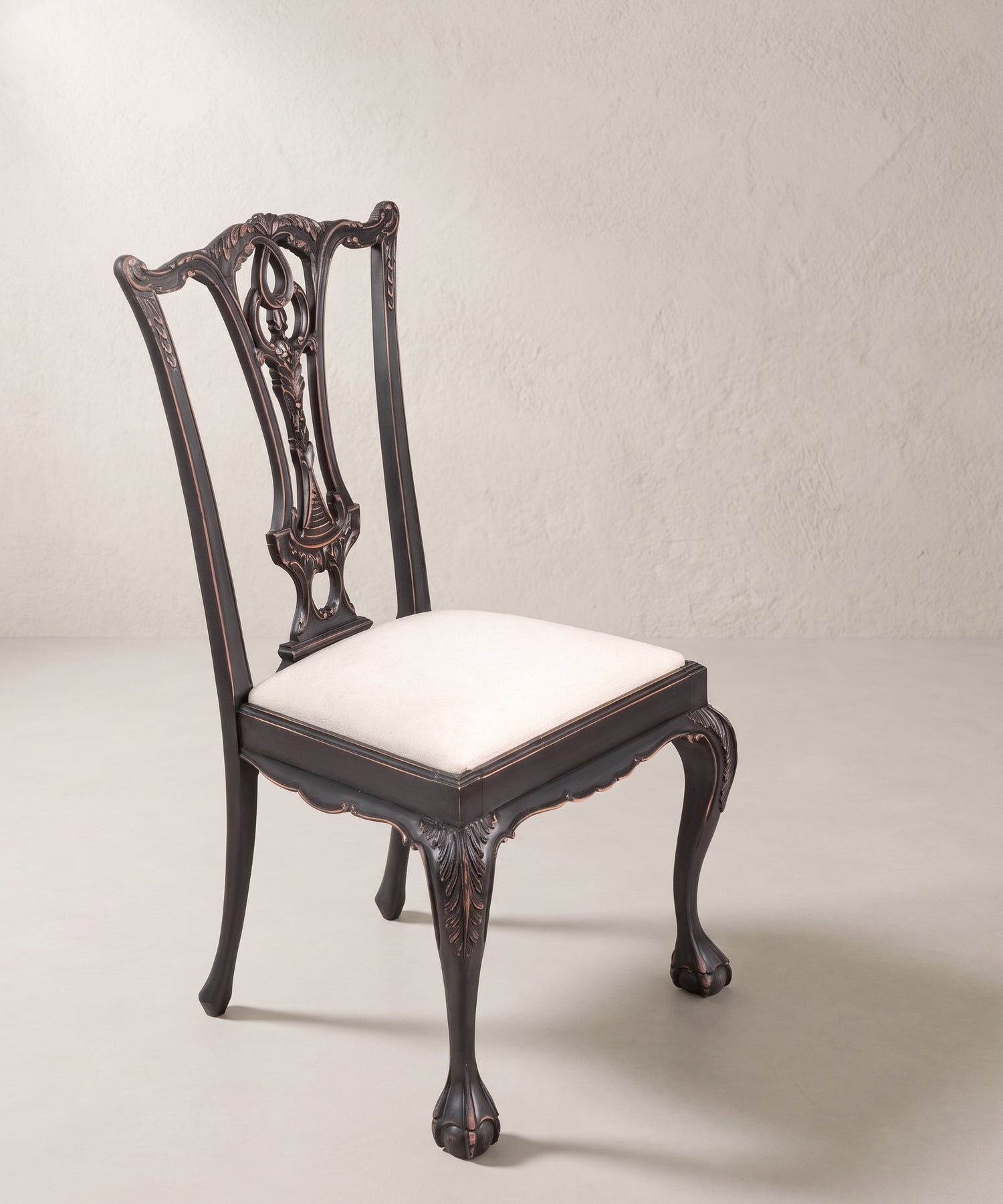 Conjunto de 6 Sillas Vintage Estilo Chippendale | Negro Decapado